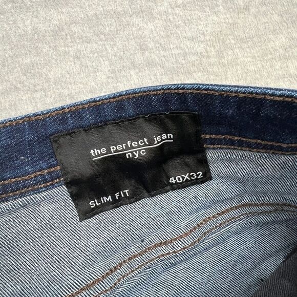 The Perfect Jean NYC Mens 40x32 (38x30) Blue Slim Fit Stretch Denim Jeans Pants - Picture 5 of 10